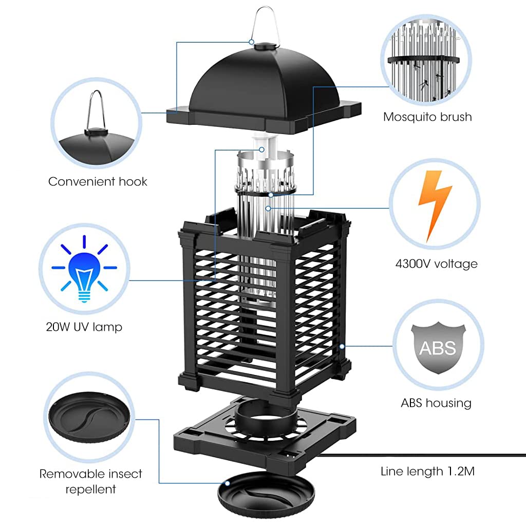 HASTHIP Mosquito Killer Lamp with 120cm Power Cord, 1800V 11W Insect Killer Machine, Hanging Electric Bug Zapper for Home Restaurants, Hotels & Offices, Insect Control for All Common Flies HASTHIP Mosquito Killer Lamp with 120cm Power Cord, 1800V 11W Insect Killer Machine, Hanging Electric Bug Zapper for Home Restaurants, Hotels & Offices, Insect Control for All Common Flies